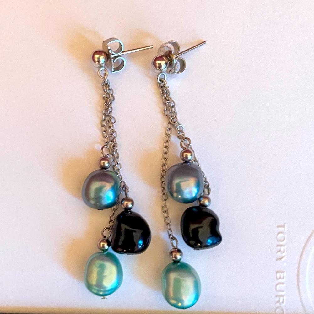 Sterling Silver Freshwater Pearl Dangle Earrings